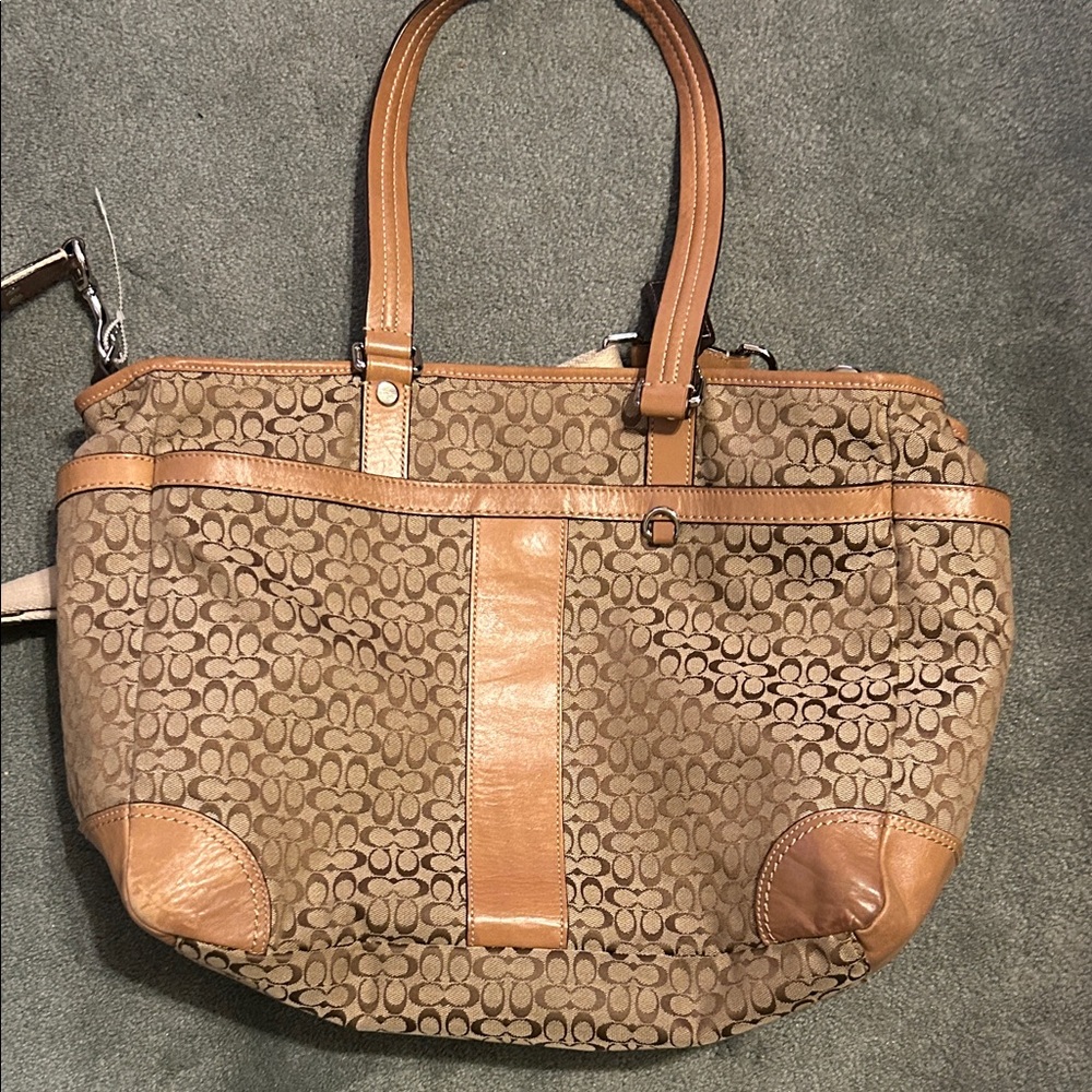 Coach Brown and Tan Signature Tote